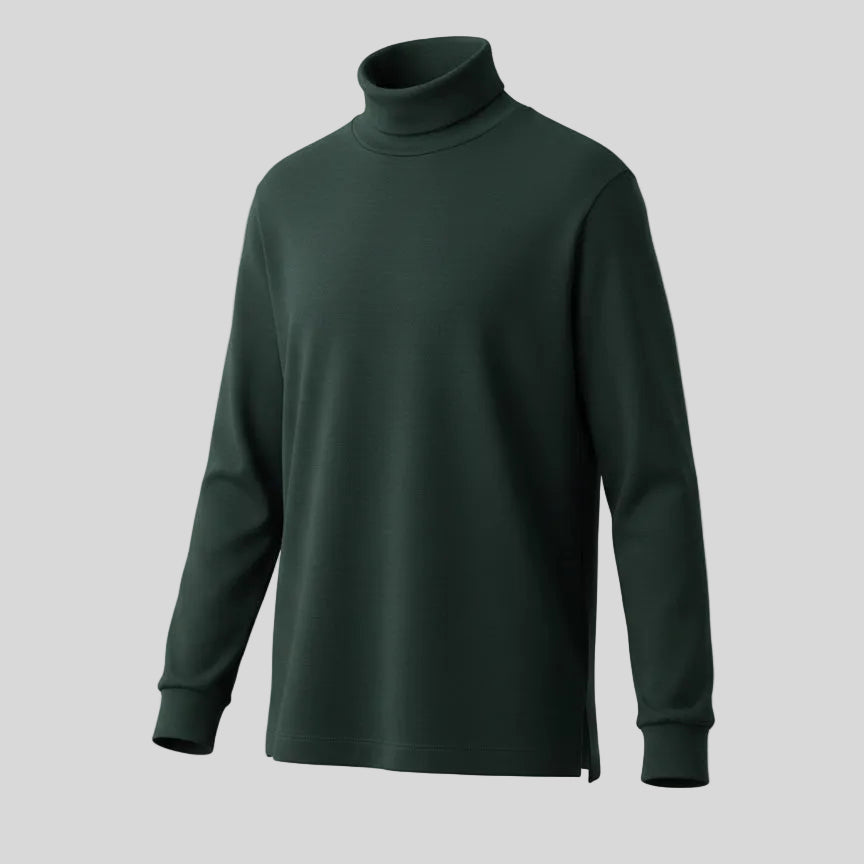 WOOL HIGH NECK SWEATER - DARK GREEN