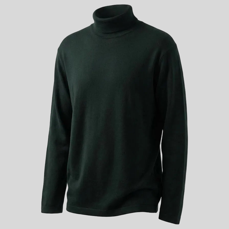 WOOL HIGH NECK SWEATER - DARK GREEN