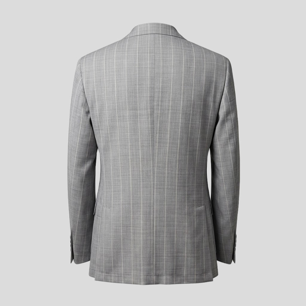 VIRGIN WOOL PINSTRIPE SUIT - GREY/WHITE