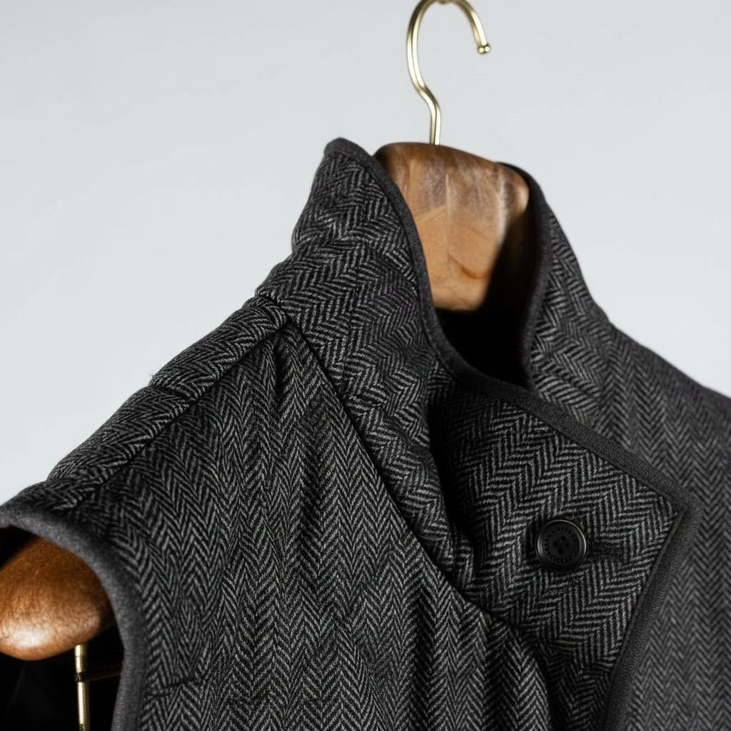 THEO - CHARCOAL HERRINGBONE VEST