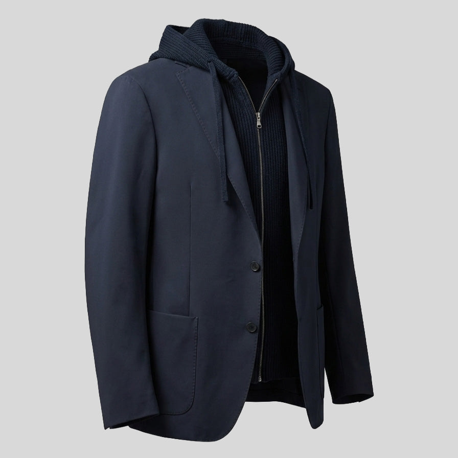 TECHNO PERFORMANCE EASY HOODED JACKET  - NAVY