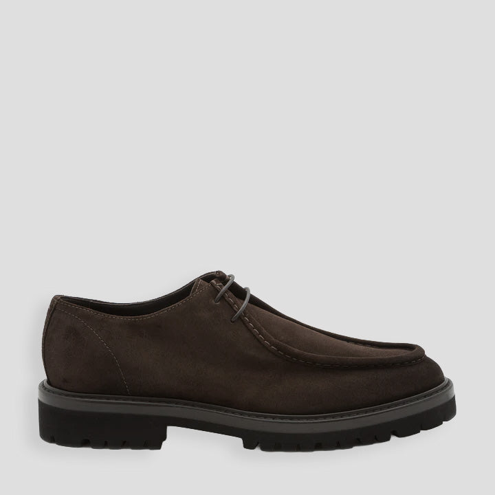 MOC TOE DERBY SUEDE SHOE - COFFEE