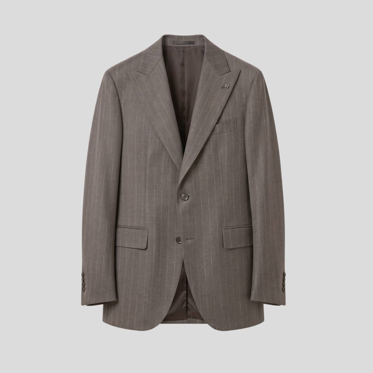 VRIGIN WOOL PINSTRIPE SUIT - GREY BROWN