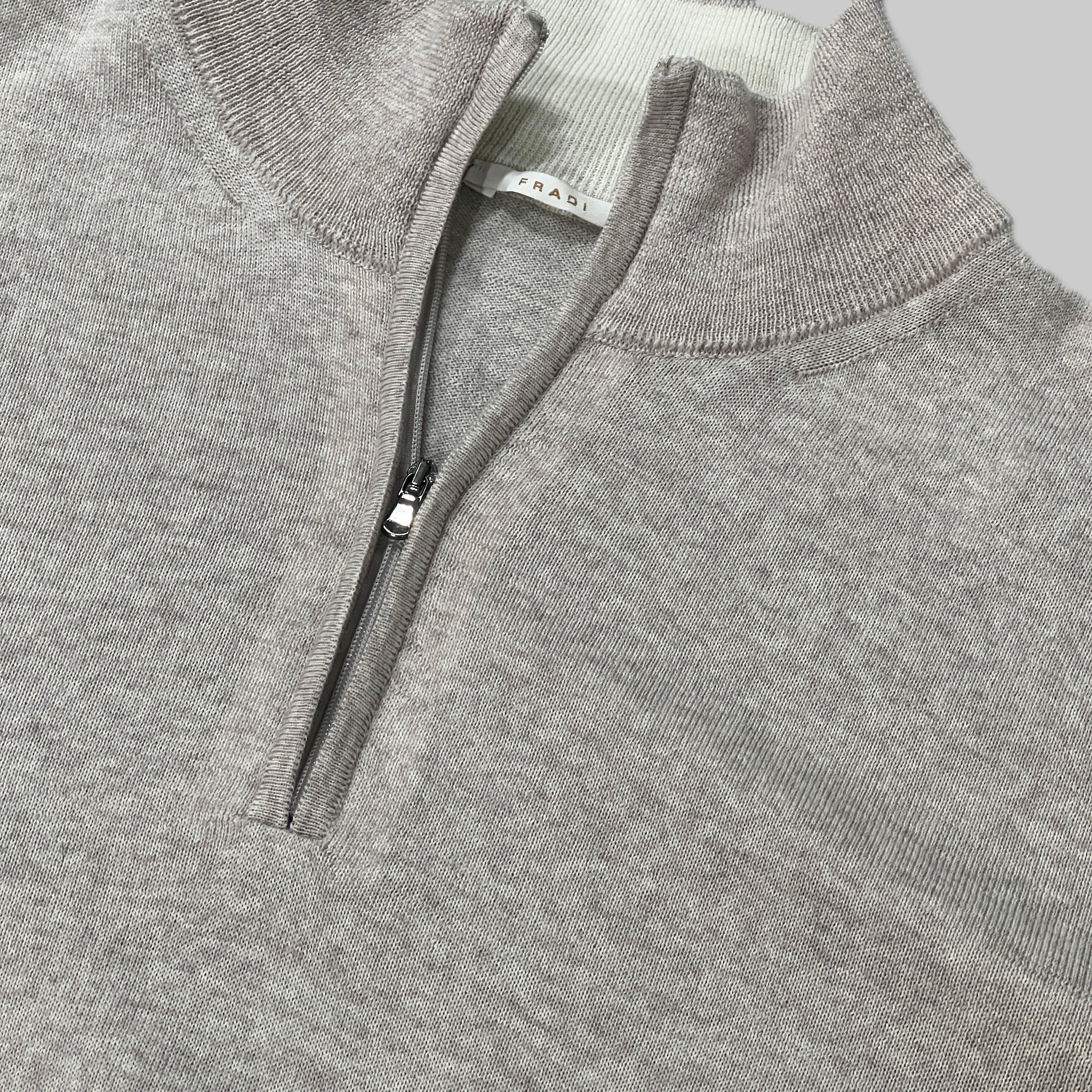 QUARTER-ZIP WOOL SWEATER - BEIGE / MILK