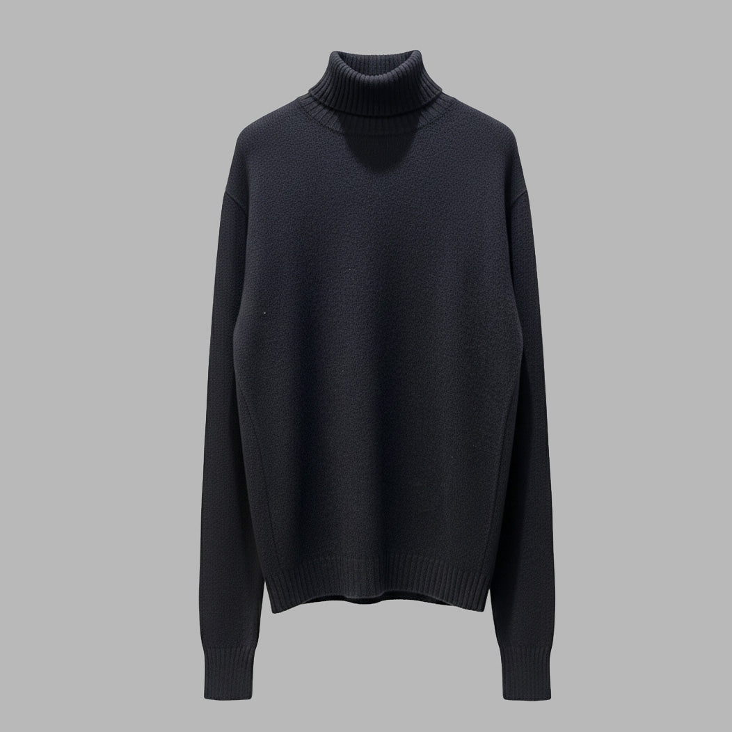 WOOL TURTLENECK SWEATER - NAVY BLUE