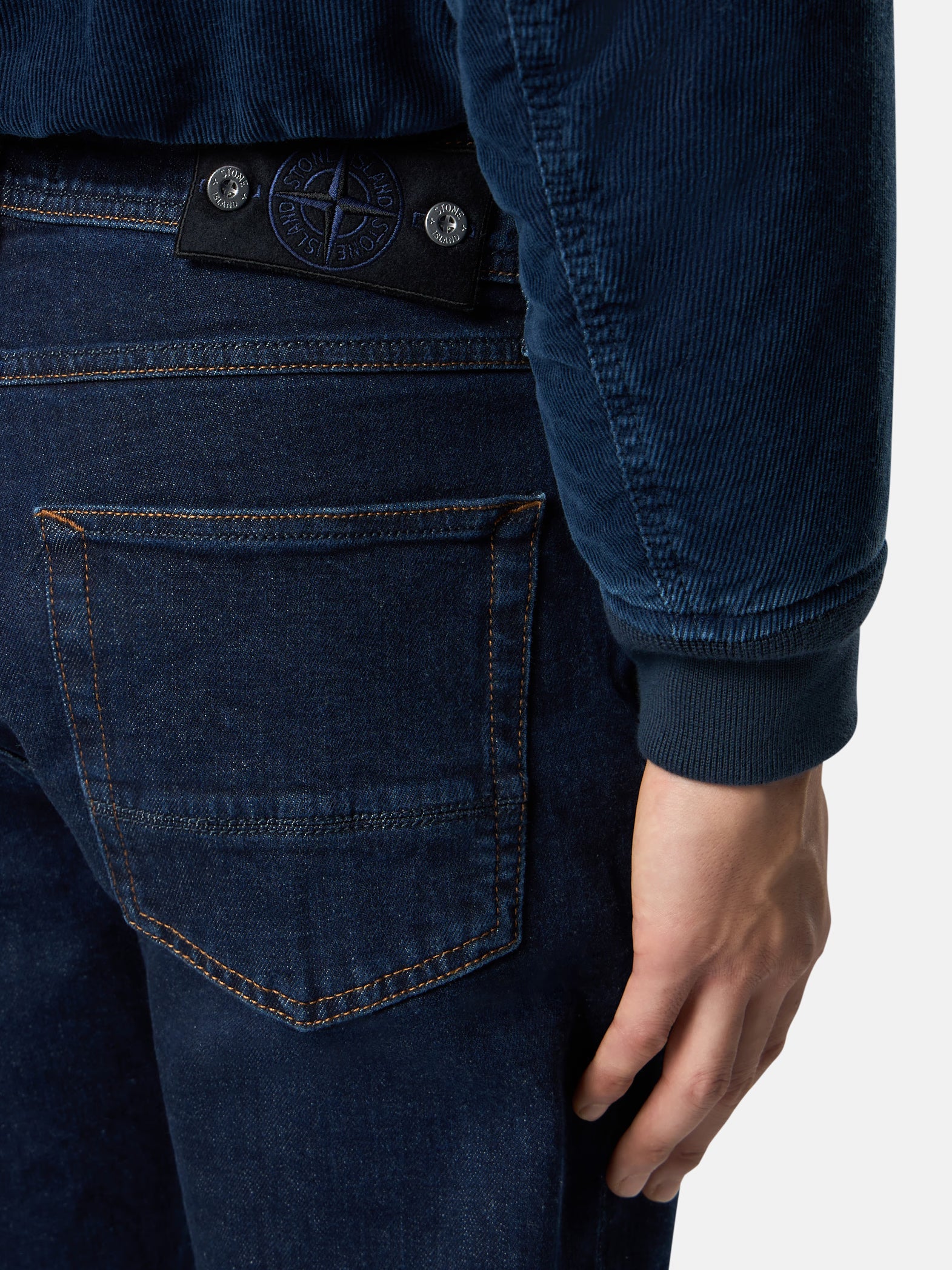 STRETCH INDIGO DENIM-RINSED