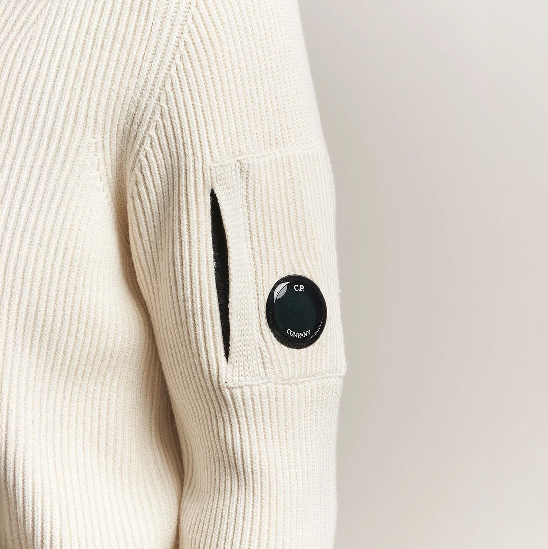RIB HALF BUTTON SWEATER - GAUSE WHITE