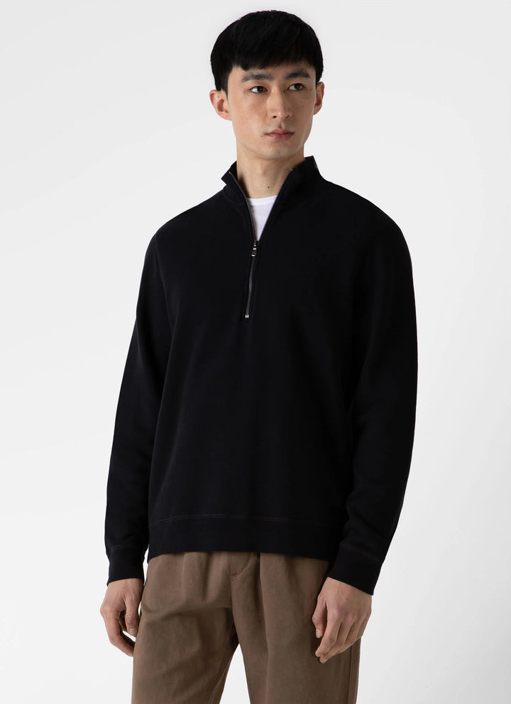 Half Zip Loopback Sweatshirt - Black