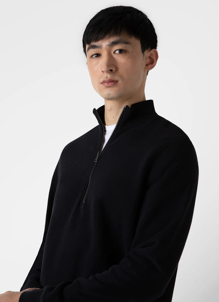 Half Zip Loopback Sweatshirt - Black