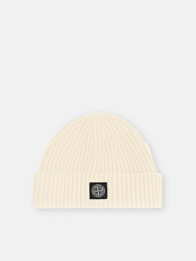 IVORY BEANIE WITH COMPASS LOGO