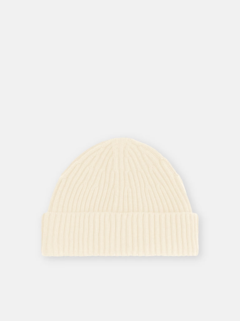 IVORY BEANIE WITH COMPASS LOGO