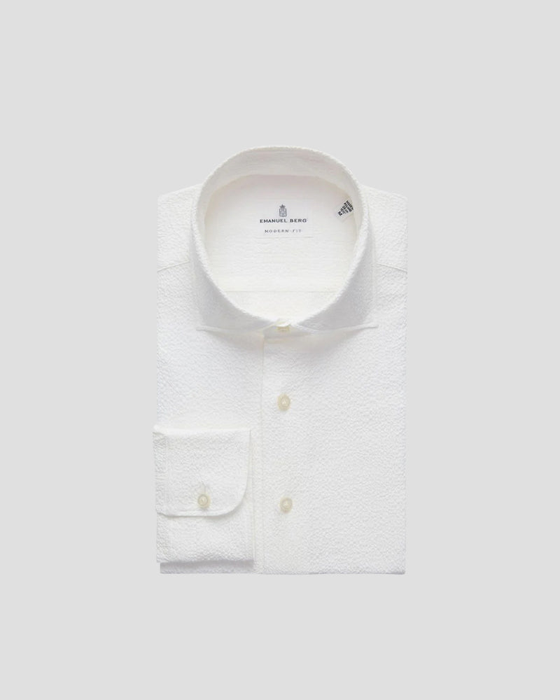 Textured Crinkle Casual Sartorial Shirt - White