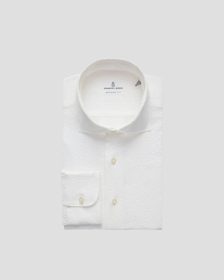 Textured Crinkle Casual Sartorial Shirt - White