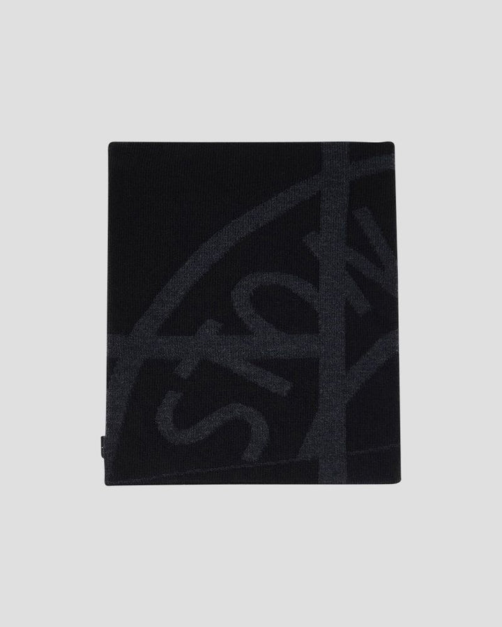 N22C7 Écharpe en laine et nylon mélangés avec graphiques - Noir