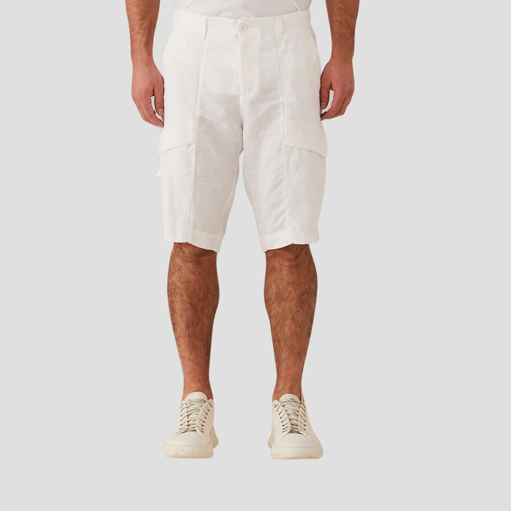 Linen cargo bermuda - WHITE