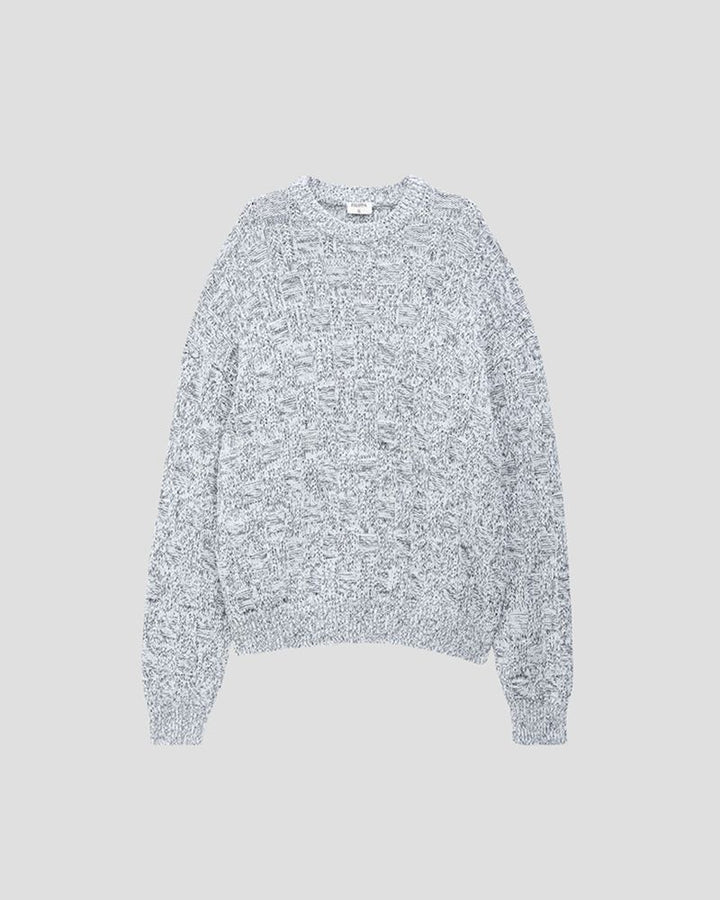 SQUARE KNIT SWEATER - WHITE AND BLACK