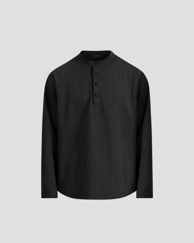 Henley Shirt Rayon - BLACK