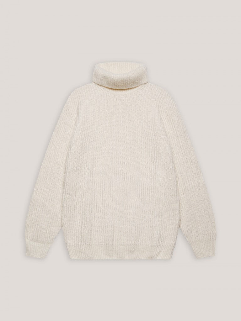 Turtleneck in bouclè wool - Ecru