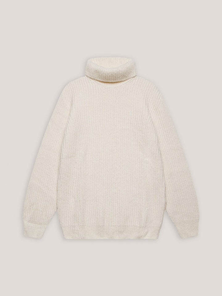 Turtleneck in bouclè wool - Ecru