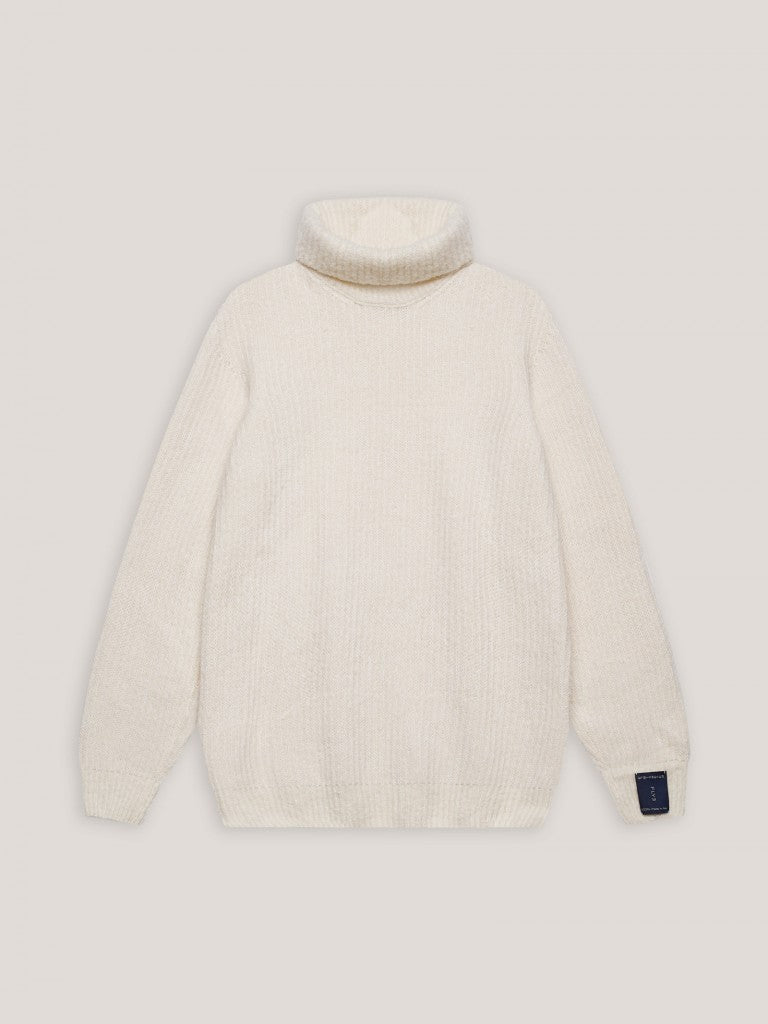 Turtleneck in bouclè wool - Ecru