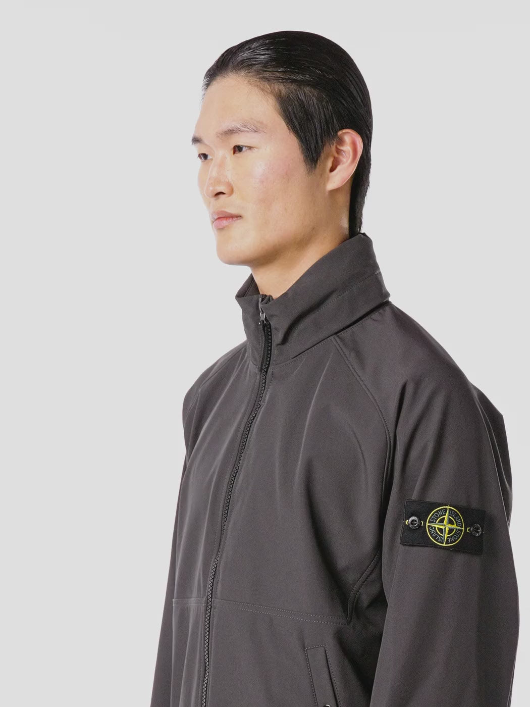 Wind- and water-resistant jacket with concealed hood - Charcoal