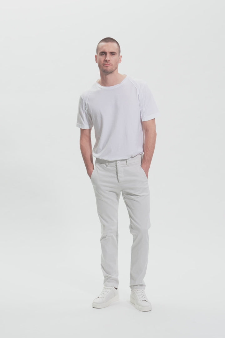 Regular-fit chino trousers in stretch cotton - Ice