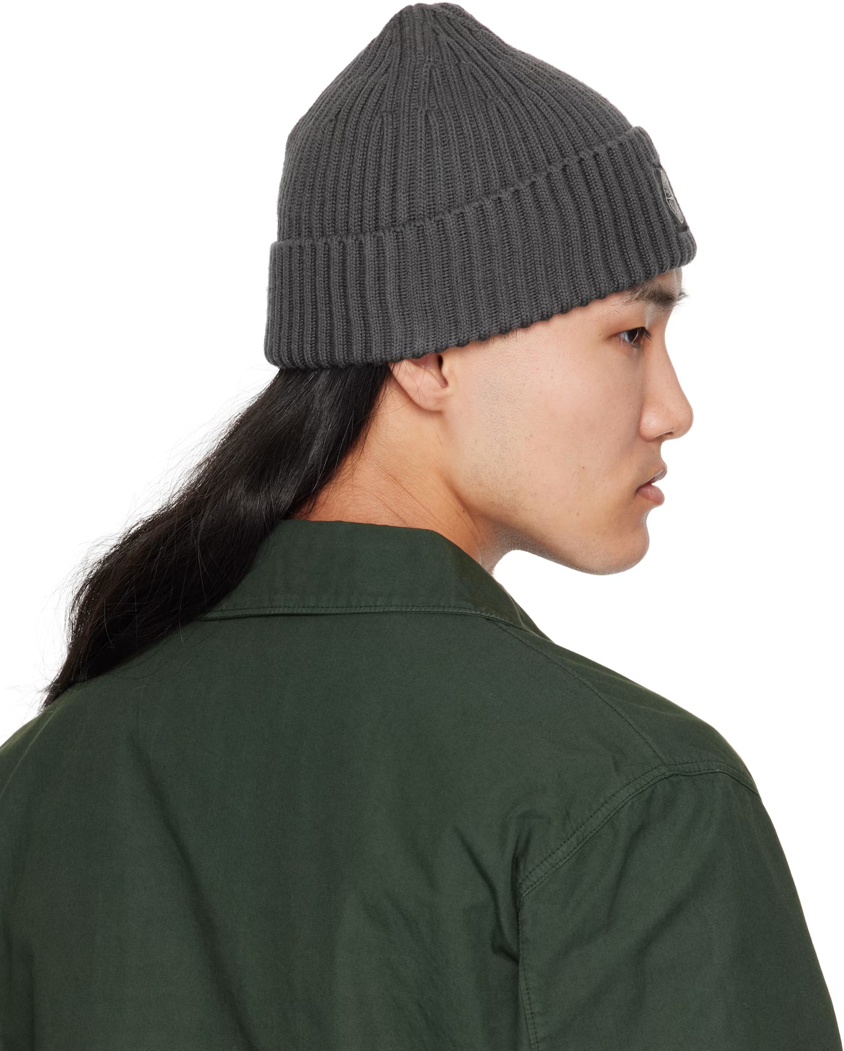 LEAD GREY BEANIE WITH COMPASS LOGO