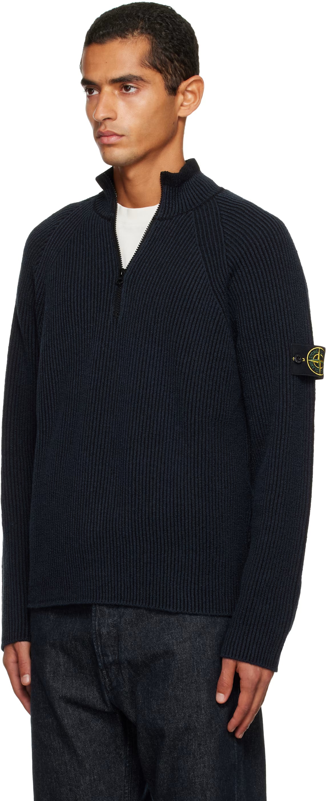 HALF-ZIPPER SWEATER WITH VANISE RIB TEXTURE