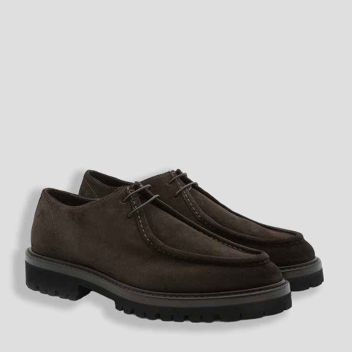 MOC TOE DERBY SUEDE SHOE - COFFEE