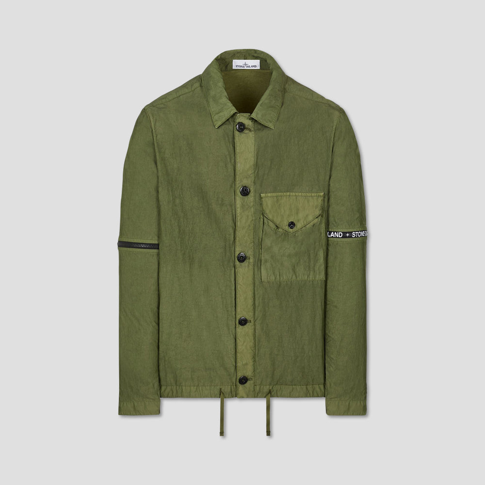 429E1 Cupro Nylon-TC Garment Dyed Shirt - Olive Green