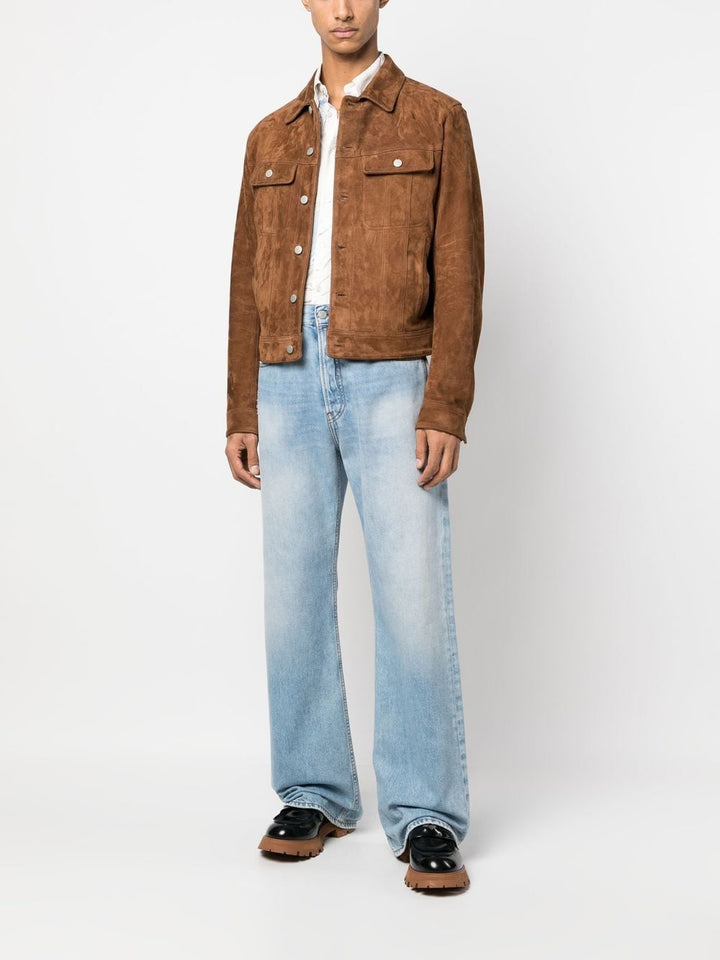 buttoned-up trucker jacket - Cognac