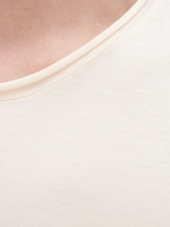 ROLL NECK TEE -  VANILLA