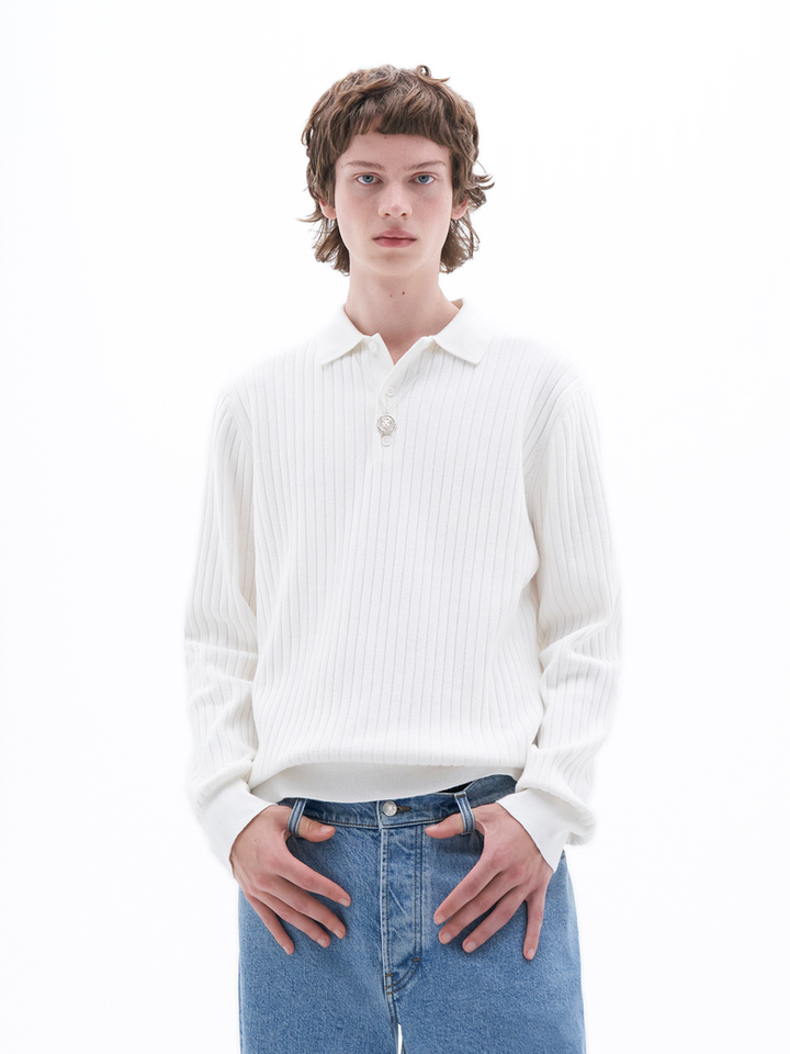 KNITTED POLO SHIRT - WHITE