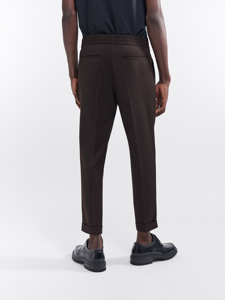 Terry Cropped Trousers - Dark Brown