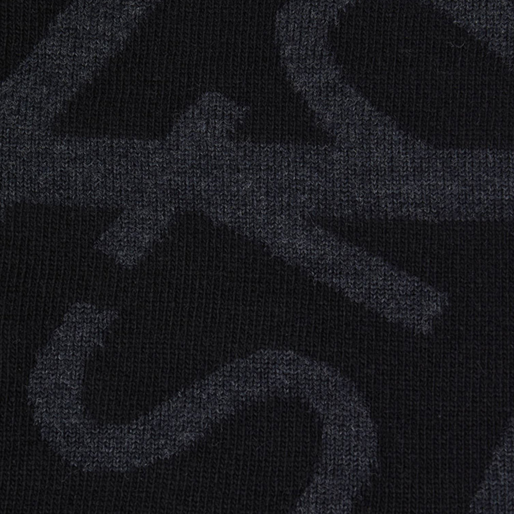 N22C7 Wool Nylon Mixed Yarn With Graphics Scarf - Black - sale