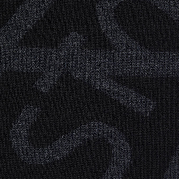 N22C7 Wool Nylon Mixed Yarn With Graphics Scarf - Black