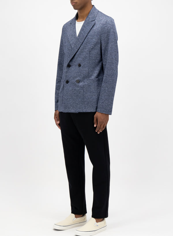Peal lapel blazer linen blend - Denim