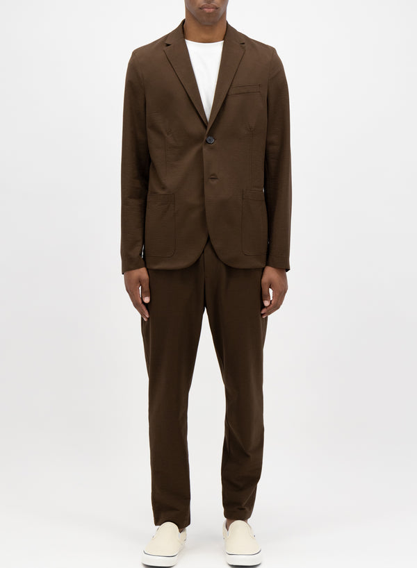 Coolmax seersucker blazer - Brown