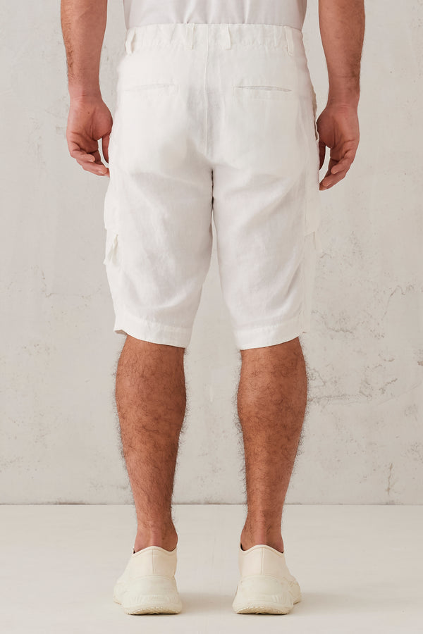 Linen cargo bermuda - WHITE