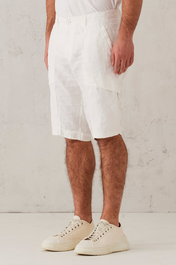 Linen cargo bermuda - WHITE