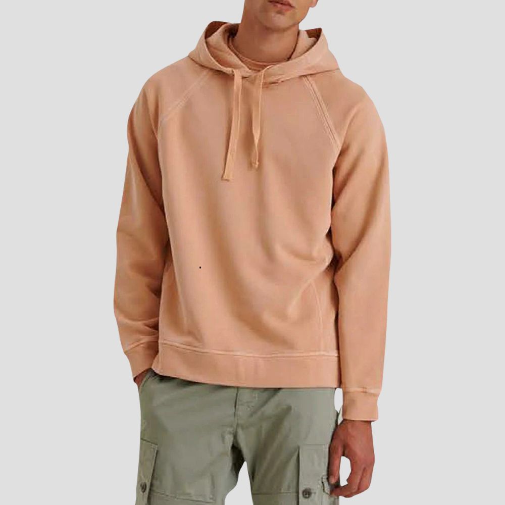 GARMENT DYED JUMPER HOODIE - Apricot