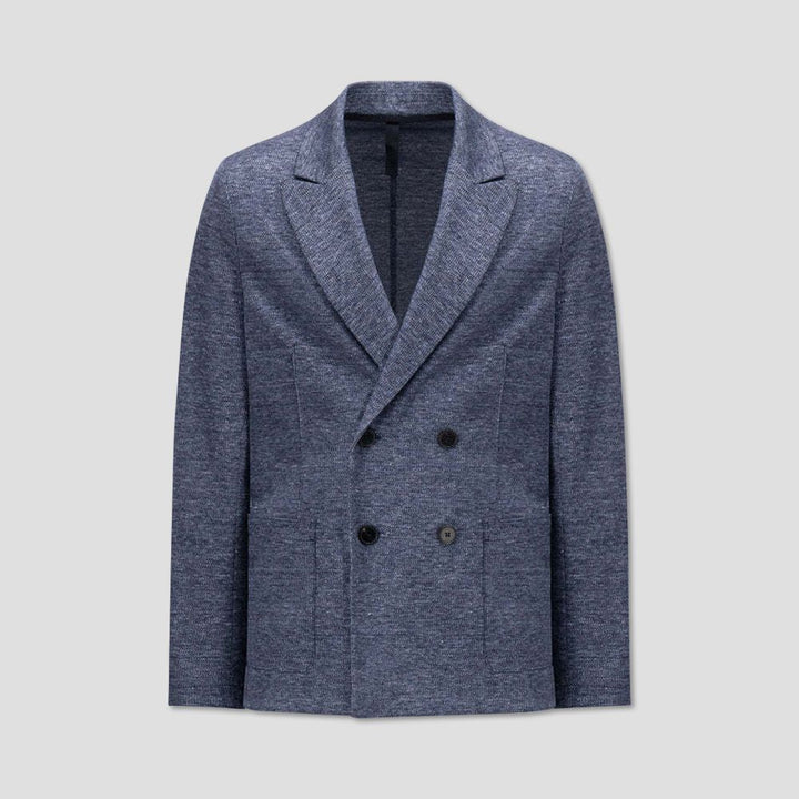 Peal lapel blazer linen blend - Denim