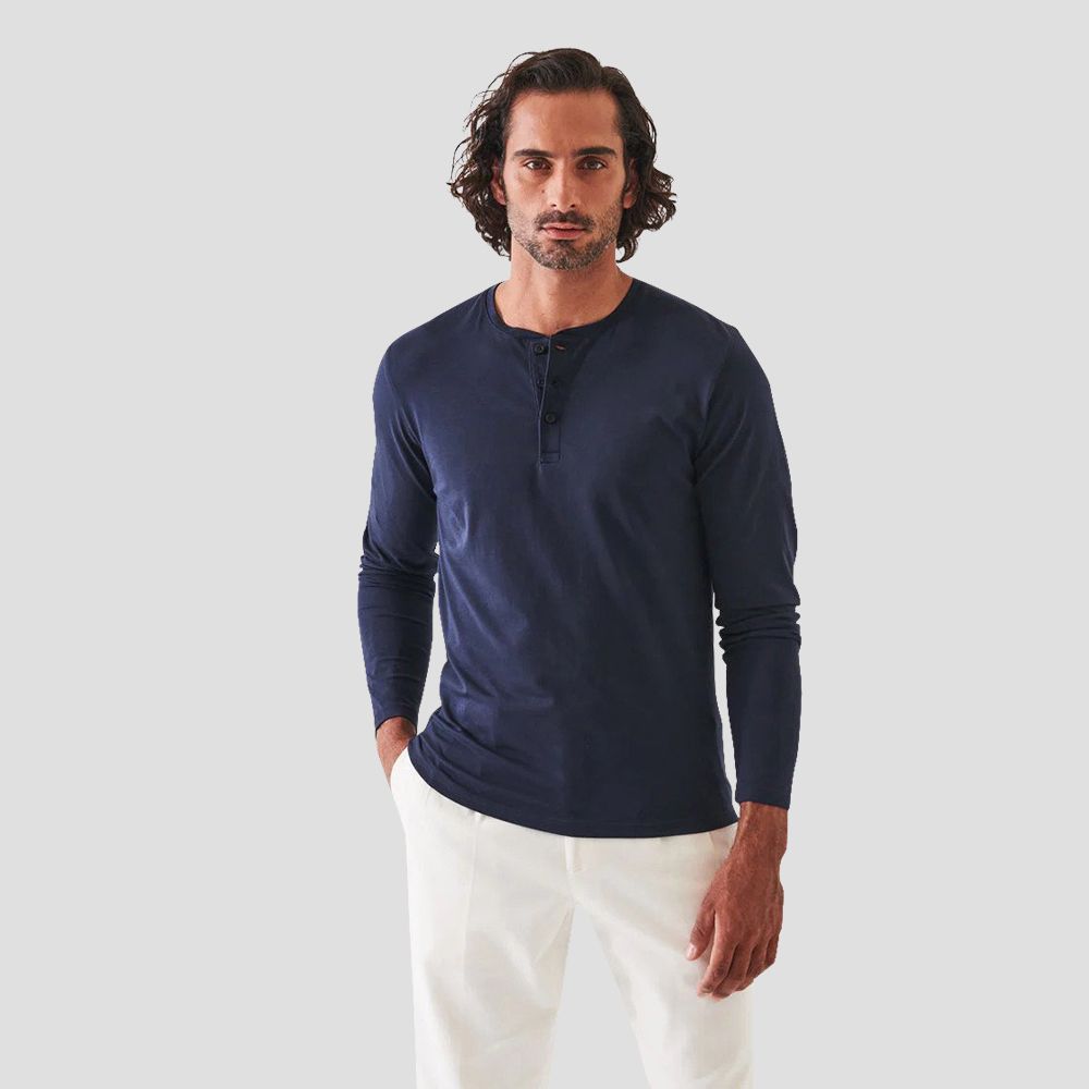 PIMA COTTON STRETCH HENLEY T-SHIRT - Midnight