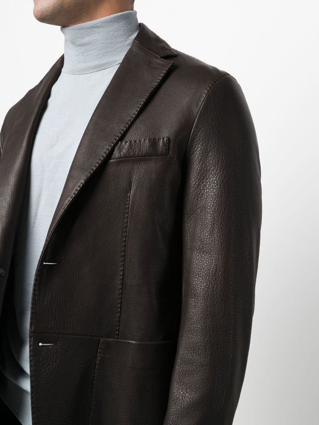 Tailored leather blazer - Brown